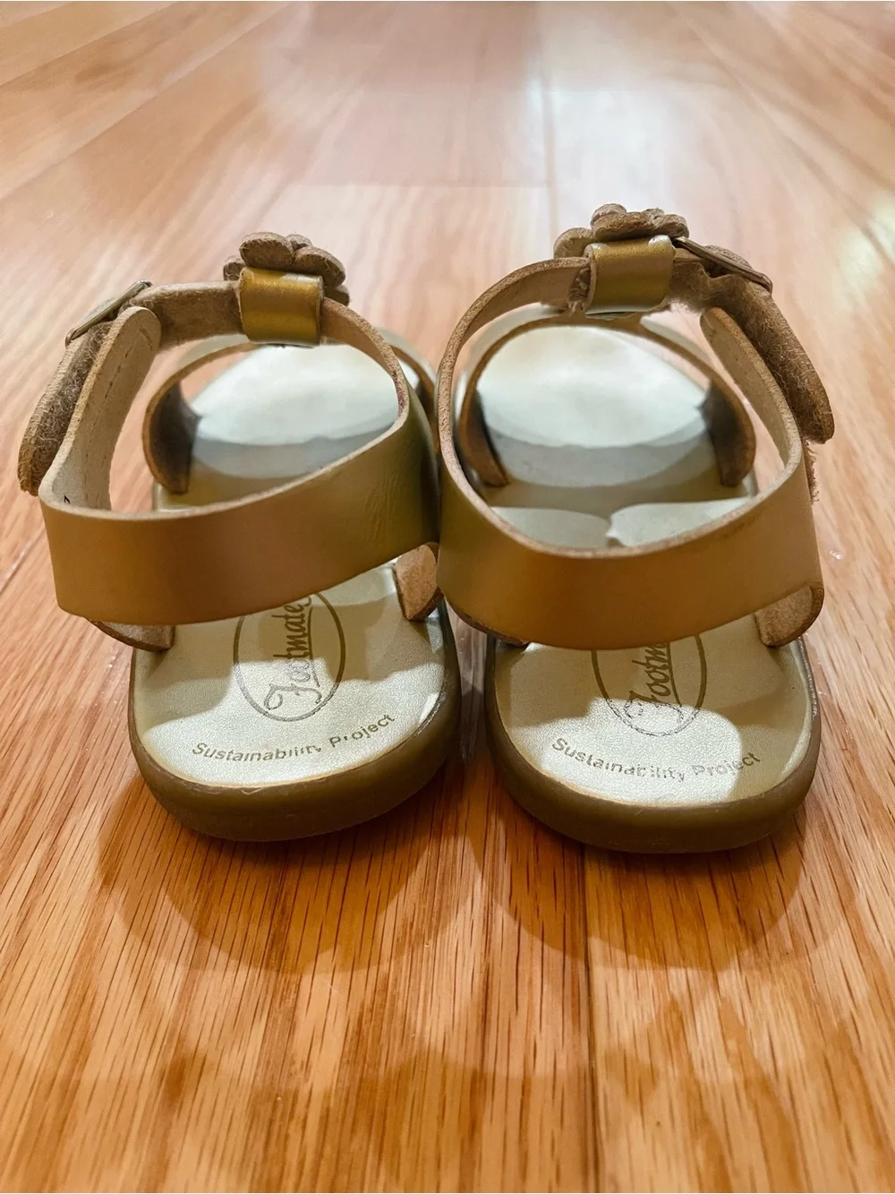 FootMates Metallic Gold Floral Strap Toddler Sandals
